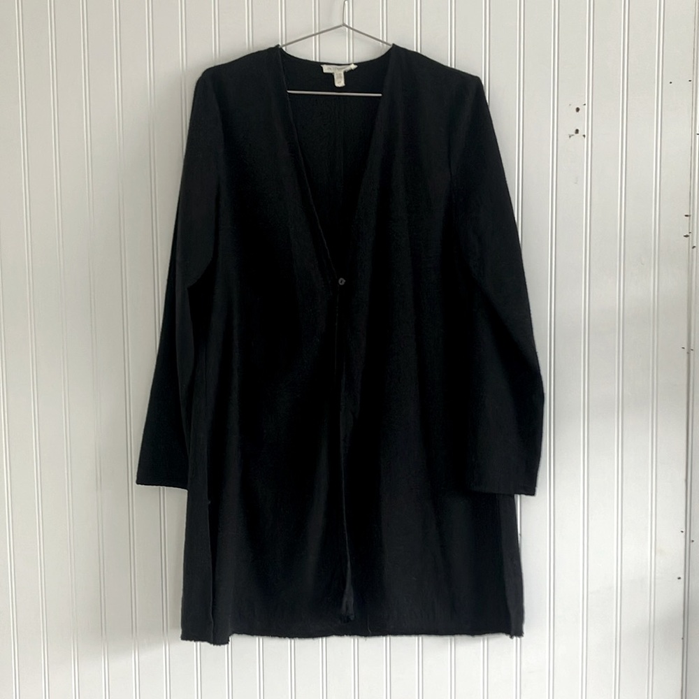 Eileen Fisher Black Raw Silk Jacket